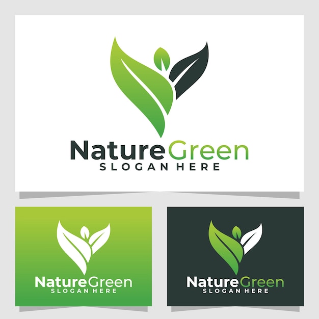 Plantilla de diseño de vector de logotipo verde naturaleza