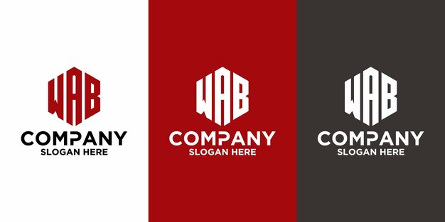 Plantilla de diseño de vector de logotipo WAB de letra inicial