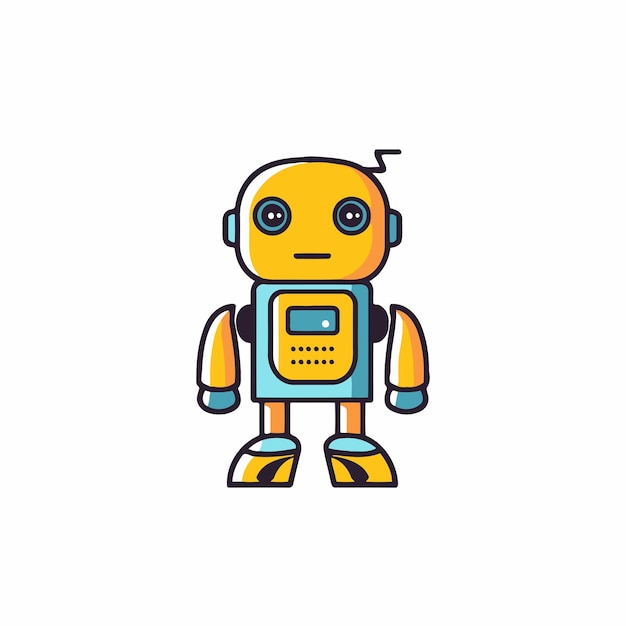 Plantilla de diseño de vector plano de mascota de logotipo de personaje de máquina de robot pequeño y divertido