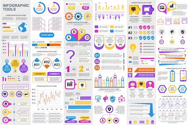 Plantilla de diseño de vector de visualización de datos de elementos de infografía