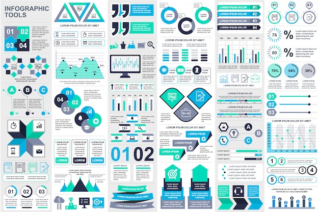 Plantilla de diseño de vector de visualización de datos de elementos de infografía