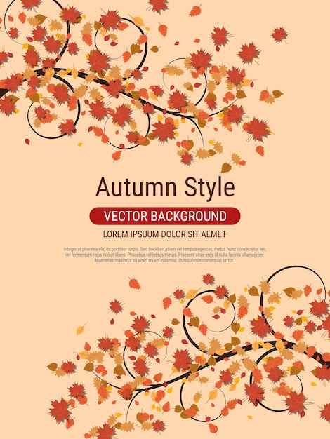 Plantilla de diseño de vector de volante de estilo otoño