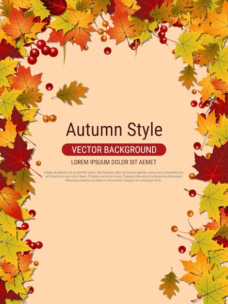 Plantilla de diseño de vector de volante de estilo otoño