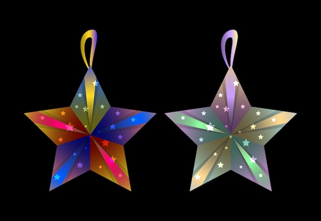 Plantilla de diseño de vectores de estrellas coloridas de Navidad Decoraciones navideñas