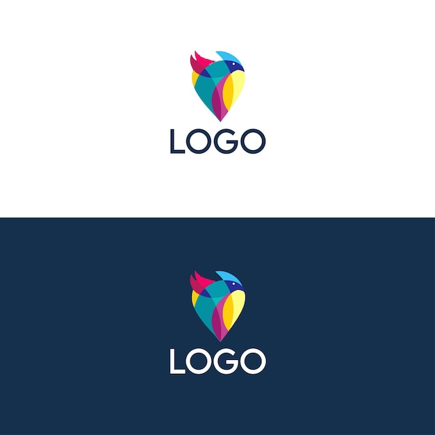 Plantilla de diseño de vectores de logotipo de pájaro multicolor