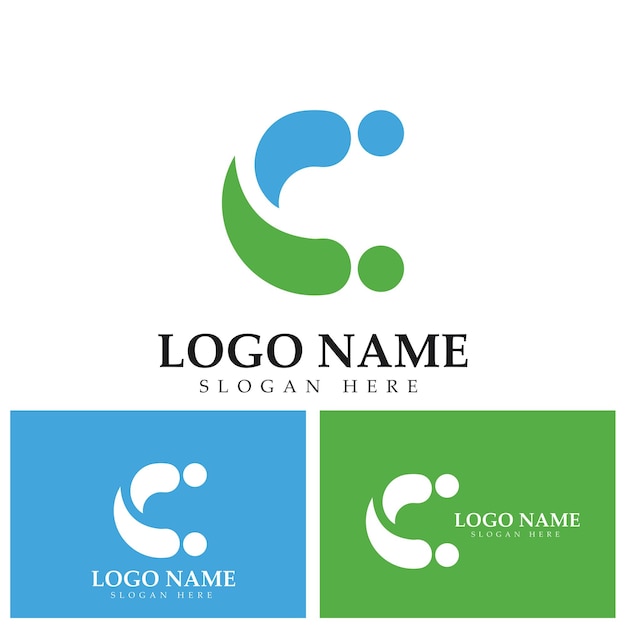 Plantilla de diseño de vectores de logotipo de personas de conexión de letra inicial abstracta c