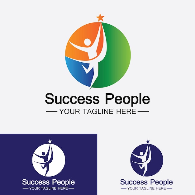 Plantilla de diseño de vectores de logotipo de personas de éxito