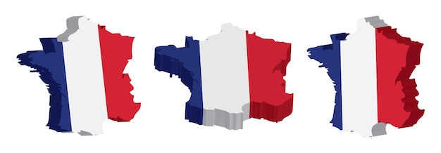Plantilla de diseño de vectores de mapa 3d realista de francia
