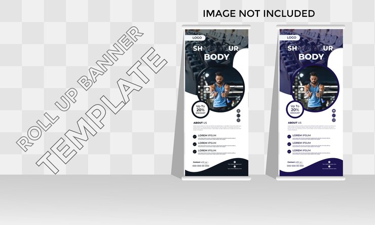 Vector plantilla de diseño vectorial de banner enrollable para negocios de gimnasio