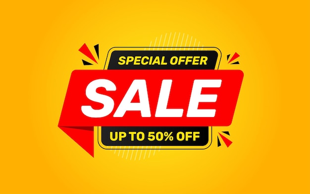 Plantilla de diseño vectorial de banner de venta Ilustración de oferta especial etiqueta de venta oferta de venta pancarta de venta plantilla de descuento para promoción de marketing tienda minorista tienda en línea o sitio web