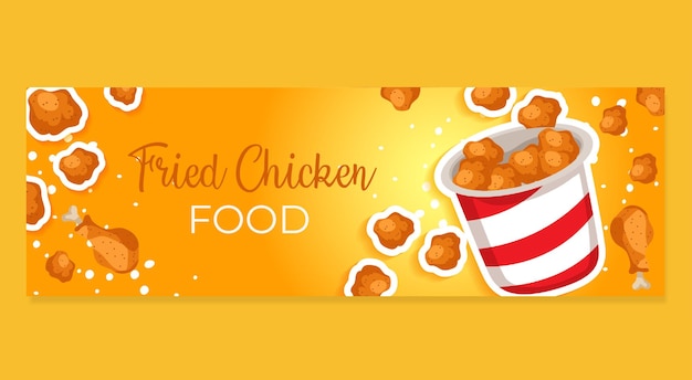 plantilla de diseño vectorial de banners de comida de pollo frito
