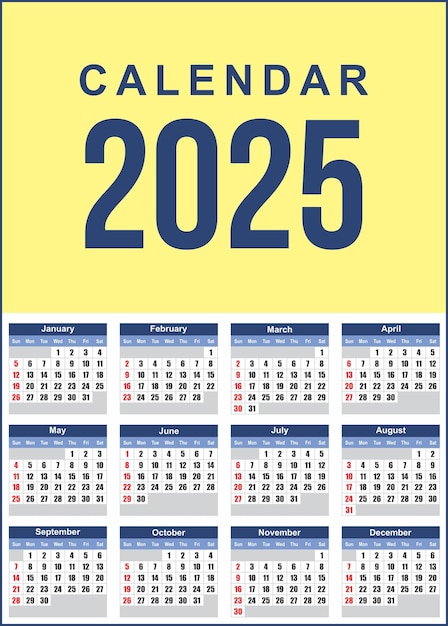plantilla para el diseño vectorial del calendario 2025
