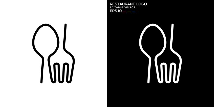 plantilla de diseño vectorial de cuchara y tenedor logotipo equipo de restaurante cubertería símbolo icono EPS 10