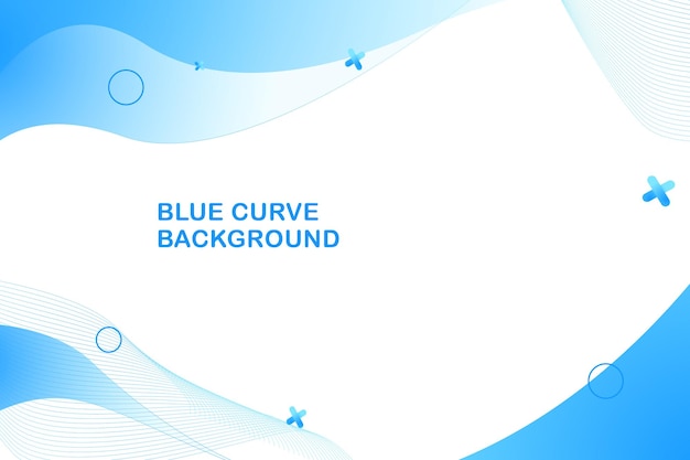 Plantilla de diseño vectorial de curva azul con fondo blanco