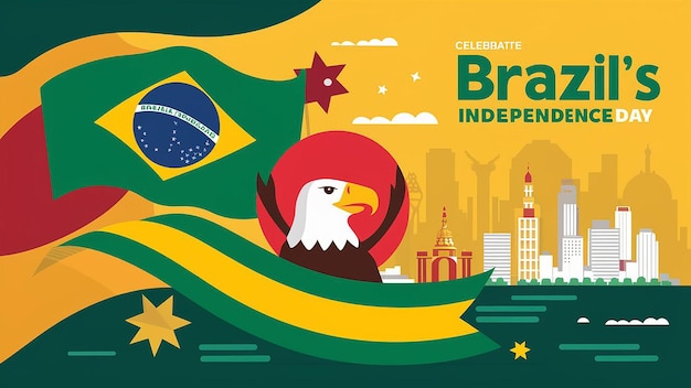 Vector plantilla de diseño vectorial del día de la independencia de brasil ilustración de diseño plano