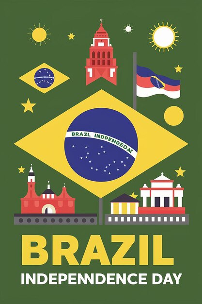 plantilla de diseño vectorial del Día de la Independencia de Brasil Ilustración de diseño plano