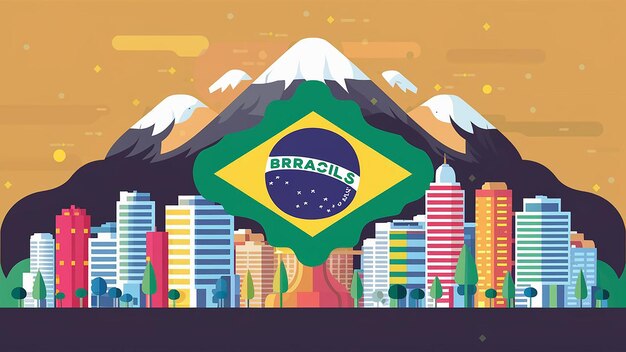 plantilla de diseño vectorial del Día de la Independencia de Brasil Ilustración de diseño plano