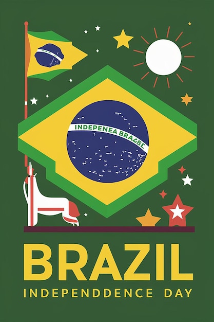 plantilla de diseño vectorial del Día de la Independencia de Brasil Ilustración de diseño plano