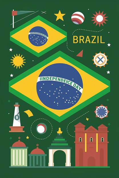 Vector plantilla de diseño vectorial del día de la independencia de brasil ilustración de diseño plano