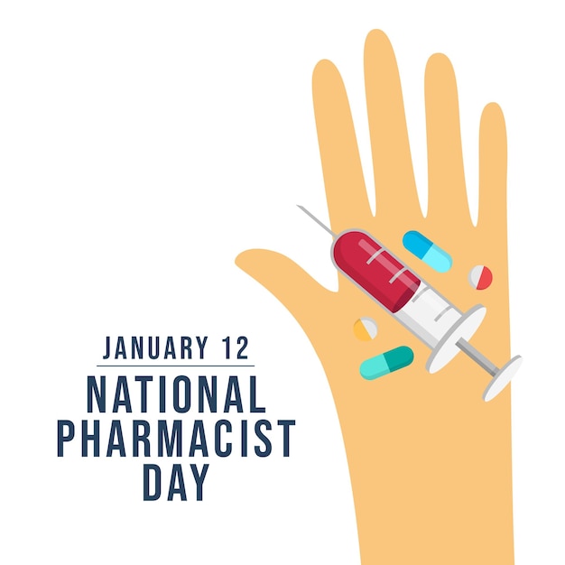 La plantilla de diseño vectorial del Día Nacional del Farmacista es buena para el uso de celebraciones El diseño del Día Nacional de los Farmacistas es un diseño plano eps 10
