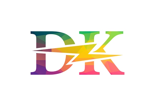 Plantilla de diseño vectorial con diseño de logotipo de letra DK inicial de Low Poly y Alphabet