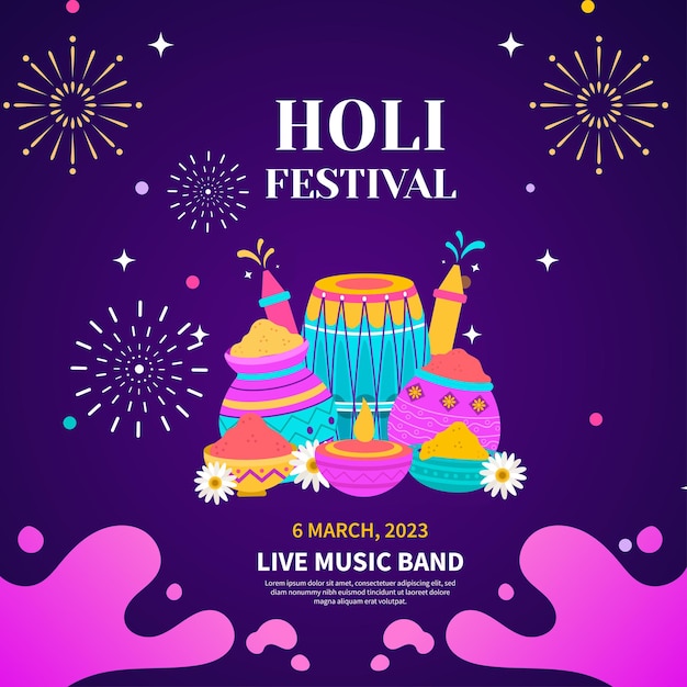 plantilla de diseño vectorial gratuita de Holi