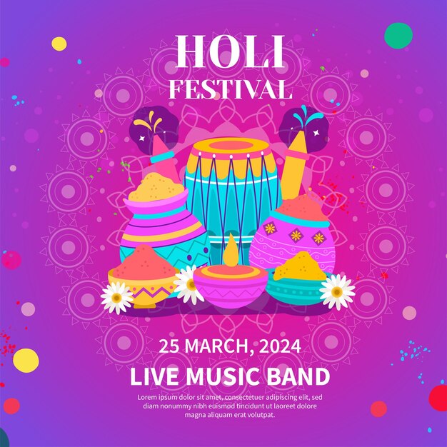 plantilla de diseño vectorial gratuita de Holi