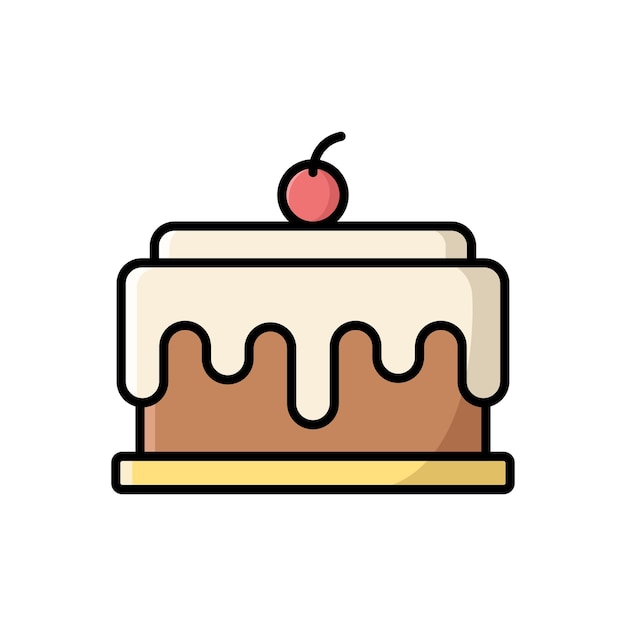 plantilla de diseño vectorial de icona de pastel de cumpleaños simple y limpia