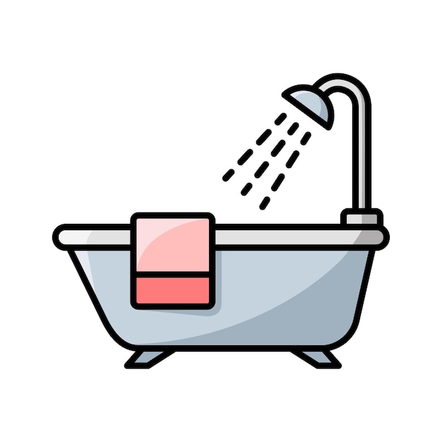 Plantilla de diseño vectorial de icono de bañera en fondo blanco.
