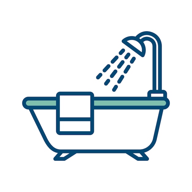 Plantilla de diseño vectorial de icono de bañera en fondo blanco.
