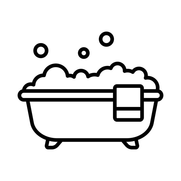 Plantilla de diseño vectorial de icono de bañera en fondo blanco.