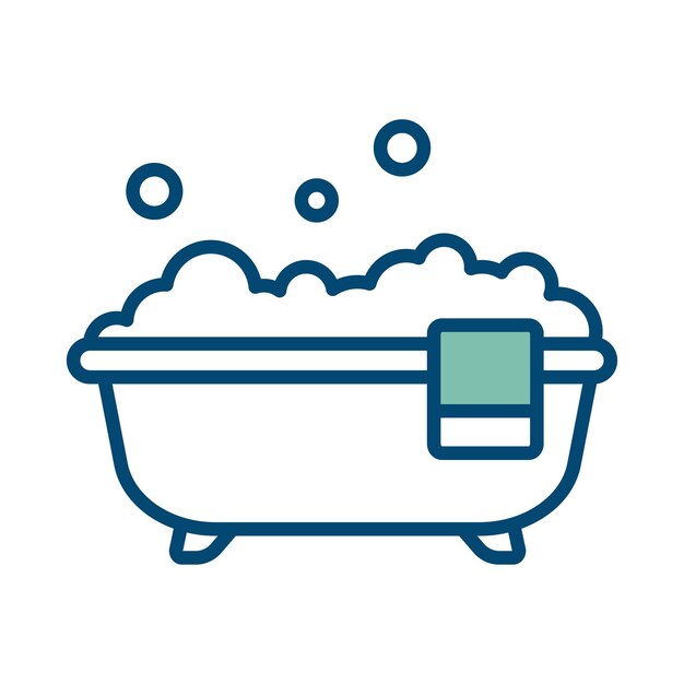 Plantilla de diseño vectorial de icono de bañera en fondo blanco.