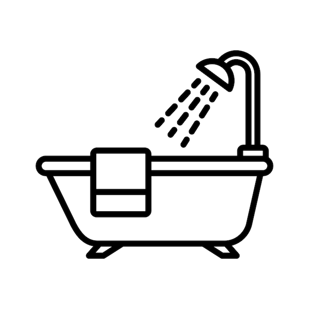 Plantilla de diseño vectorial de icono de bañera en fondo blanco.