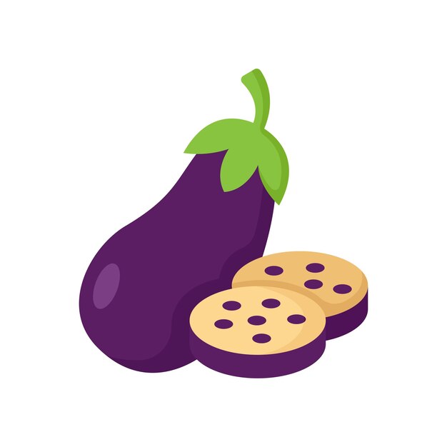 plantilla de diseño vectorial de icono de berenjena en fondo blanco