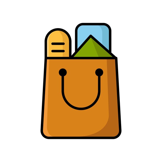 plantilla de diseño vectorial de icono de bolsa de compras en fondo blanco