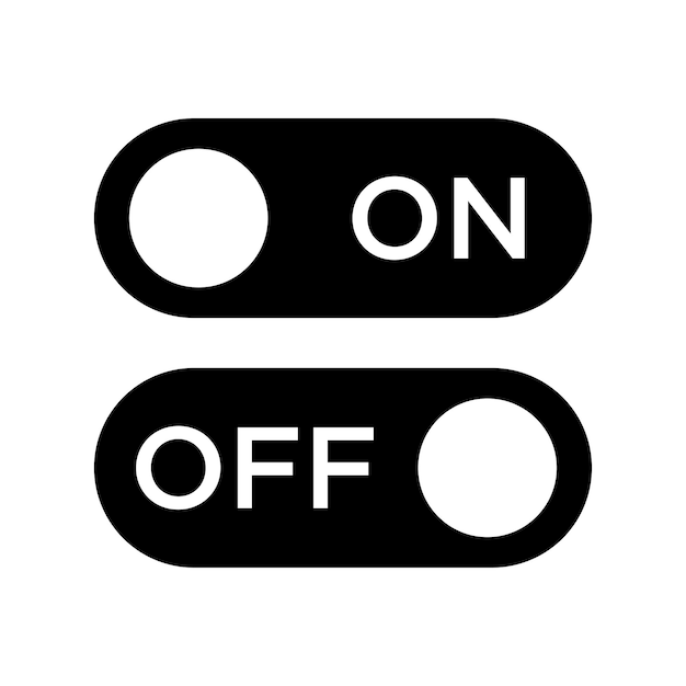 Plantilla de diseño vectorial de icono de botón de interruptor en fondo blanco