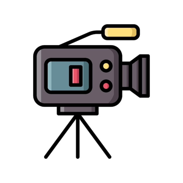 plantilla de diseño vectorial de icono de cámara de vídeo en fondo blanco