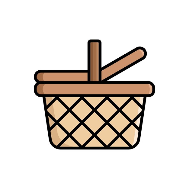 plantilla de diseño vectorial del icono de la canasta de picnic simple y limpia