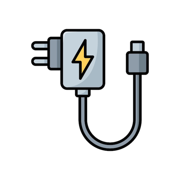 plantilla de diseño vectorial de icono de cargador de teléfono simple y limpio