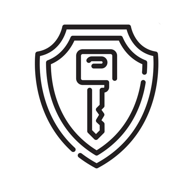 plantilla de diseño vectorial de icono de clave de escudo