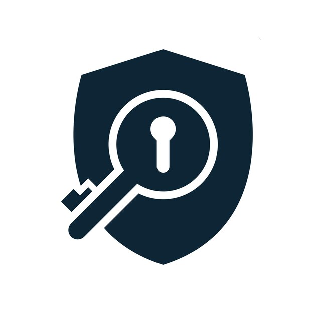 plantilla de diseño vectorial de icono de clave de escudo