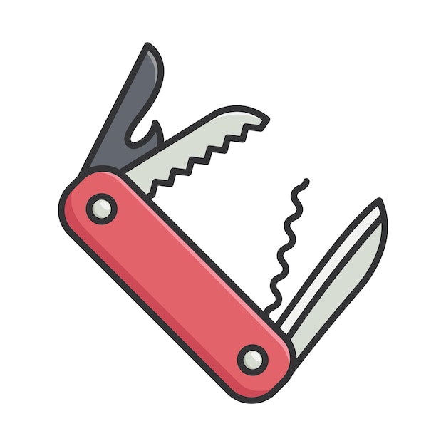 plantilla de diseño vectorial de icono de cuchillo plegable con fondo blanco