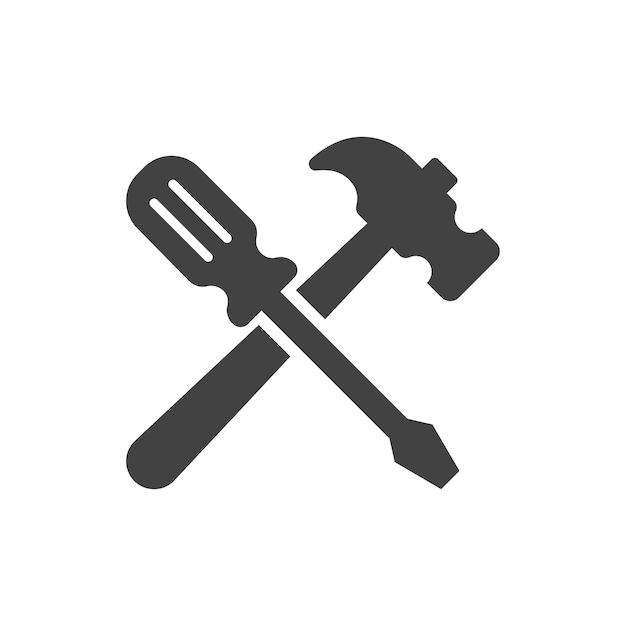 plantilla de diseño vectorial de icono de destornillador y martillo