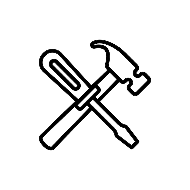 plantilla de diseño vectorial de icono de destornillador y martillo