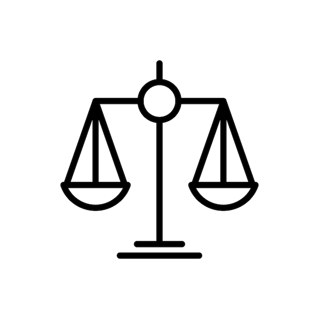 plantilla de diseño vectorial de icono de escala de justicia en fondo blanco