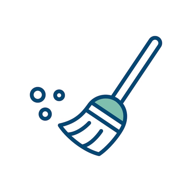 plantilla de diseño vectorial de icono de escoba en fondo blanco