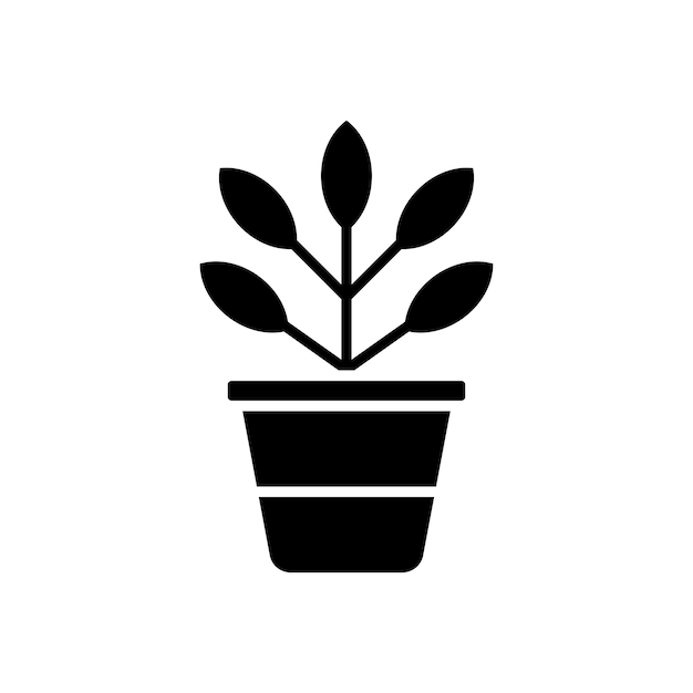 plantilla de diseño vectorial de icono de flor de maceta simple y moderna
