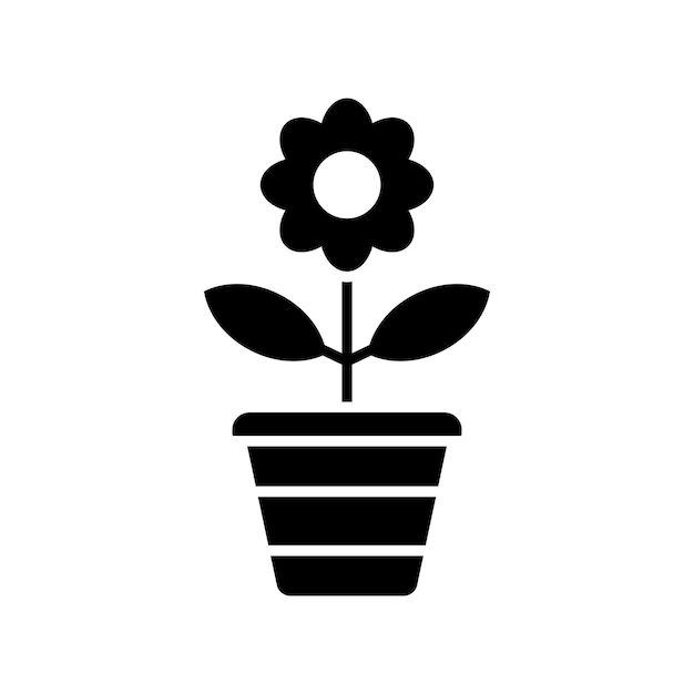 plantilla de diseño vectorial de icono de flor de maceta simple y moderna