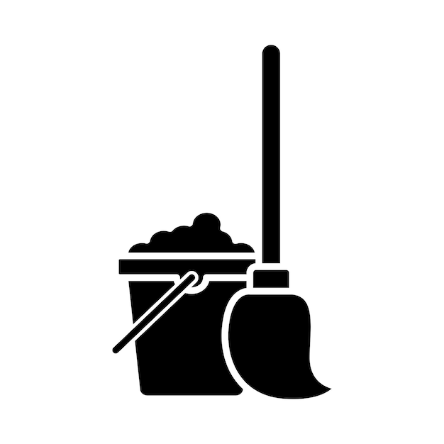 plantilla de diseño vectorial de icono de fregona en fondo blanco