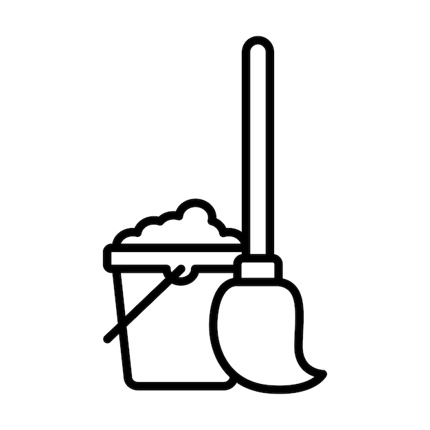 plantilla de diseño vectorial de icono de fregona en fondo blanco